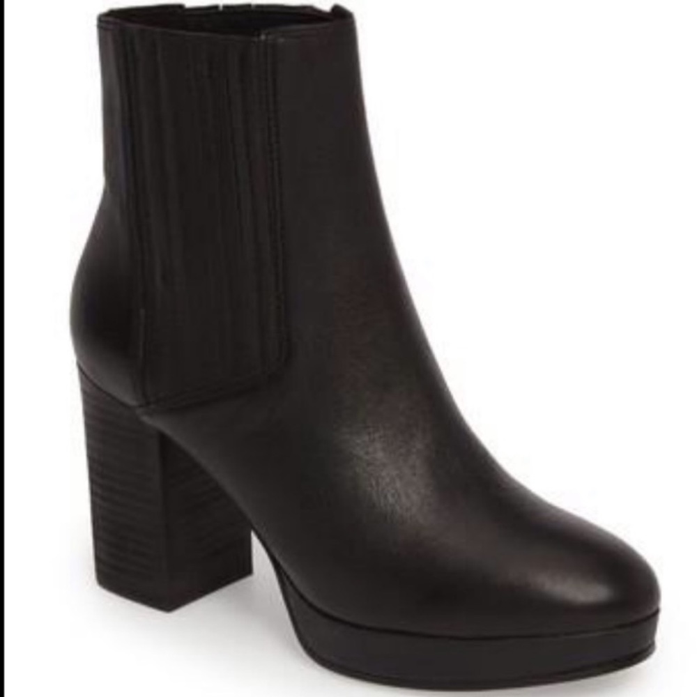 Eileen Fisher Harp Platform Grain Leather Bootie